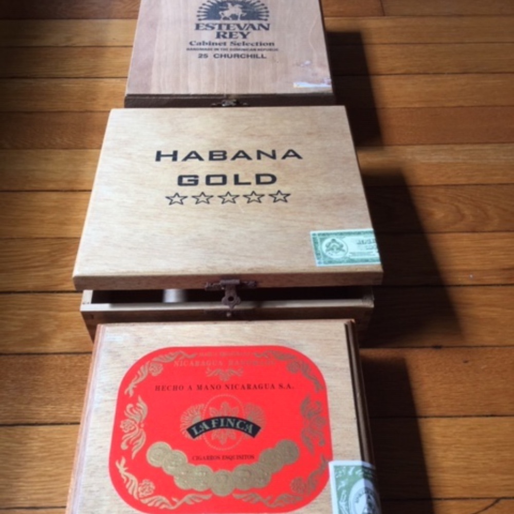Vintage Wood Cigar Box Set of 3 Collectors Item
